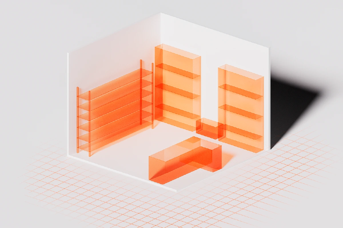 План магазина — расстановка оборудования (аксонометрия)